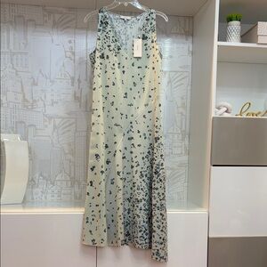 Vince Cream Maxi Dress with Blue Floral Print